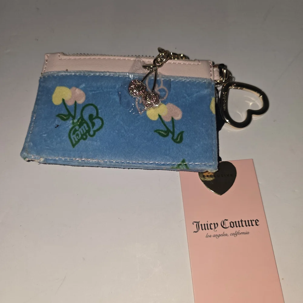 Juicy Couture Pink & Blue Cherry Card Wallet with Charm